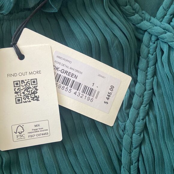 NWT Ted Baker London  Poppio Mini Dress in emerald green cold-shoulder Sz 8 - Picture 10 of 12